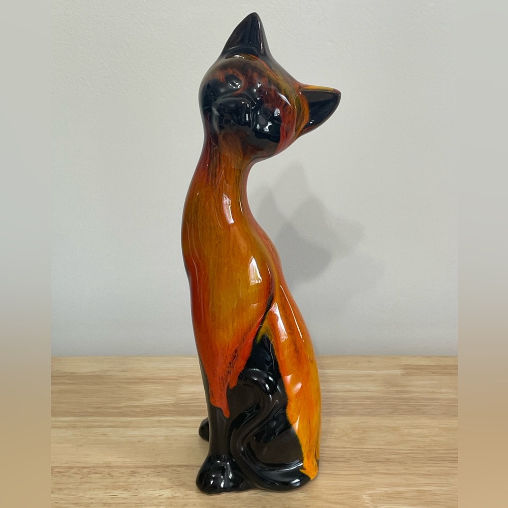 Vintage Evangeline Ware 12"H Orange Cat Kitty Kat Canuck Canada Pottery Figurine